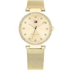 Tommy Hilfiger Analog Quarzuhr für Damen mit Goldfarben Edelstahl-Mesh-Gliederarmband 1782507 Tommy Hilfiger Analog Quarzuhr für Damen mit Goldfarben Edelstahl-Mesh-Gliederarmband 1782507