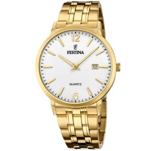 Festina Herren Uhr Analog aus Edelstahl 316L Goldfarben Quarzwerk Kalender Mineralglas mit hoher Widerstandsfähigkeit Wasserdicht bis 5 ATM F20513/2 Festina Herren Uhr Analog aus Edelstahl 316L Goldfarben Quarzwerk Kalender Mineralglas mit hoher Widerstandsfähigkeit Wasserdicht bis 5 ATM F20513/2