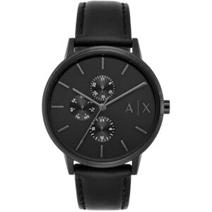 Giorgio Armani Watch For Men, Quarz-Multifunktionswerk und 42 mm Gehäusegröße mit Lederarmband Giorgio Armani Watch For Men, Quarz-Multifunktionswerk und 42 mm Gehäusegröße mit Lederarmband