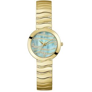 Guess Laguna Damen Uhr 30 mm Edelstahl – Quarz Analog Armbanduhr Edelstahlarmband Gold, Fashion Uhr Damenuhr Türkis, 5 bar GW0871L2 Guess Laguna Damen Uhr 30 mm Edelstahl – Quarz Analog Armbanduhr Edelstahlarmband Gold, Fashion Uhr Damenuhr Türkis, 5 bar GW0871L2