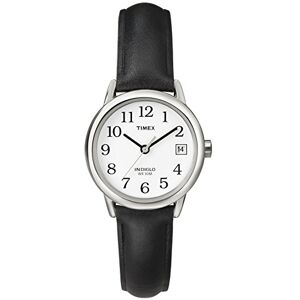 Timex Easy Reader Damen-Armbanduhr, 25 mm, schwarzes Lederband, Datumsfenster, Quarzuhr T2H331 Timex Easy Reader Damen-Armbanduhr, 25 mm, schwarzes Lederband, Datumsfenster, Quarzuhr T2H331