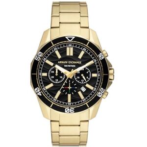 Giorgio Armani Gold Tone Watch for Men, Quartz Chronograph Movement and 44mm Case Size with Stainless Steel Strap Giorgio Armani Gold Tone Watch for Men, Quartz Chronograph Movement and 44mm Case Size with Stainless Steel Strap