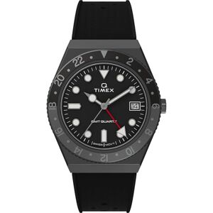 Timex Q Herren-Armbanduhr, 38 mm, schwarzes, synthetisches, zweiteiliges Armband, schwarzes Zifferblatt Rotgussgehäuse TW2V38200 Timex Q Herren-Armbanduhr, 38 mm, schwarzes, synthetisches, zweiteiliges Armband, schwarzes Zifferblatt Rotgussgehäuse TW2V38200