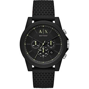 Giorgio Armani Watch for Men, Quarz-Chronographenwerk und 44mm Gehäusegröße mit Silikonarmband, Schwarz und Grün Giorgio Armani Watch for Men, Quarz-Chronographenwerk und 44mm Gehäusegröße mit Silikonarmband, Schwarz und Grün