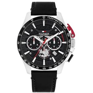 Tommy Hilfiger Chronograph Quarz Uhr Schwarzes mit Schwarzes Lederarmband 1792258 Tommy Hilfiger Chronograph Quarz Uhr Schwarzes mit Schwarzes Lederarmband 1792258
