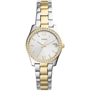 Fossil Scarlette Uhr für Damen, Quarzwerk mit Edelstahl- oder Lederarmband Silber- und Goldton mit Glitter 32MM Fossil Scarlette Uhr für Damen, Quarzwerk mit Edelstahl- oder Lederarmband Silber- und Goldton mit Glitter 32MM