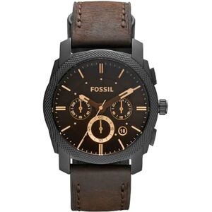 Fossil Machine Uhr für Herren, Chronographenwerk mit Edelstahl- oder Lederarmband, Schwarz und Braun, 42MM Fossil Machine Uhr für Herren, Chronographenwerk mit Edelstahl- oder Lederarmband, Schwarz und Braun, 42MM