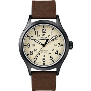 Timex Expedition Herren-Quarzuhr mit beigem Zifferblatt, Analog-Anzeige und braunem Lederarmband T49963 Timex Expedition Herren-Quarzuhr mit beigem Zifferblatt, Analog-Anzeige und braunem Lederarmband T49963