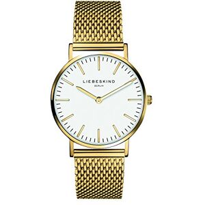 LIEBESKIND Damen Analog Quarz Uhr mit Edelstahl, IP gold-weiß LIEBESKIND Damen Analog Quarz Uhr mit Edelstahl, IP gold-weiß