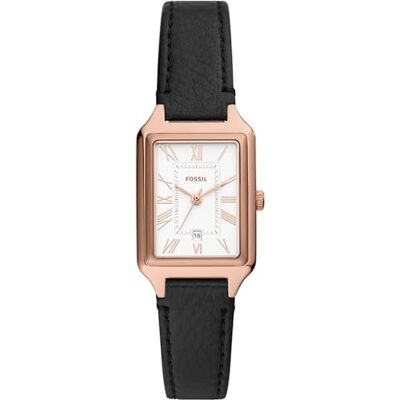 Fossil Raquel Armbanduhr für Damen, Quarz-DREI-Zeiger-Uhrwerk mit Lederarmband Fossil Raquel Armbanduhr für Damen, Quarz-DREI-Zeiger-Uhrwerk mit Lederarmband