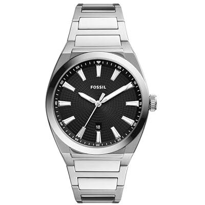 Fossil Everett Herrenuhr, Quarz-Dreizeiger-Datumswerk mit Edelstahl- oder Lederarmband Fossil Everett Herrenuhr, Quarz-Dreizeiger-Datumswerk mit Edelstahl- oder Lederarmband