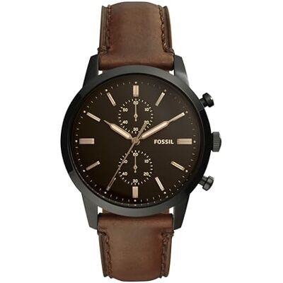 Fossil Townsman Uhr für Herren, Quarz-Chronographenwerk mit Lederarmband Fossil Townsman Uhr für Herren, Quarz-Chronographenwerk mit Lederarmband