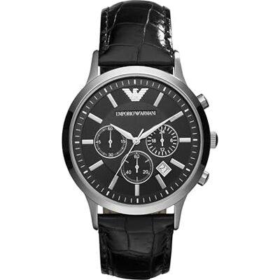 Giorgio Armani Watch for Men, Quartz 3 sub dial Chronograph Movement and 43mm Case Size with Leather Strap Giorgio Armani Watch for Men, Quartz 3 sub dial Chronograph Movement and 43mm Case Size with Leather Strap
