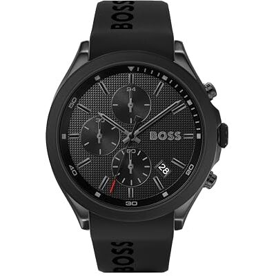 Boss Chronograph Quarz Uhr für Herren Kollektion Velocity mit Schwarzes Silikonarmband 1513720 Boss Chronograph Quarz Uhr für Herren Kollektion Velocity mit Schwarzes Silikonarmband 1513720