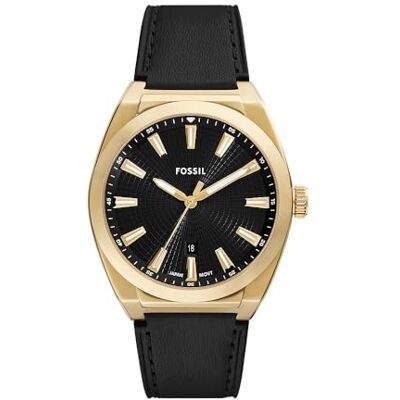 Fossil Everett Herrenuhr, Quarz-Dreizeiger-Datumswerk mit Edelstahl- oder Lederarmband Fossil Everett Herrenuhr, Quarz-Dreizeiger-Datumswerk mit Edelstahl- oder Lederarmband