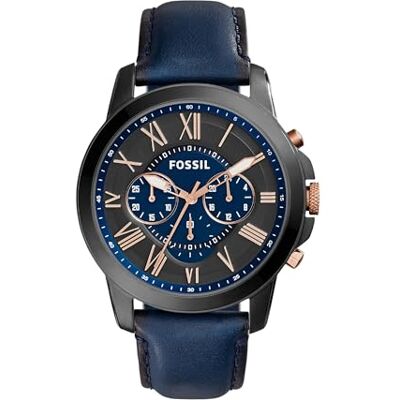Fossil Grant Uhr Für Herren, Quarz-Chronographenwerk, Mit Edelstahl- Oder Lederarmband Fossil Grant Uhr Für Herren, Quarz-Chronographenwerk, Mit Edelstahl- Oder Lederarmband