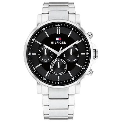 Tommy Hilfiger Multifunktion Analog Quarzuhr für Herren mit Edelstahl- oder Lederarmband Tommy Hilfiger Multifunktion Analog Quarzuhr für Herren mit Edelstahl- oder Lederarmband