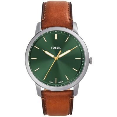 Fossil Watch for Men The Minimalist 3H, Quartz Movement, 44 mm Silver Stainless Steel Case with a Leather Strap, FS5439 Fossil Watch for Men The Minimalist 3H, Quartz Movement, 44 mm Silver Stainless Steel Case with a Leather Strap, FS5439