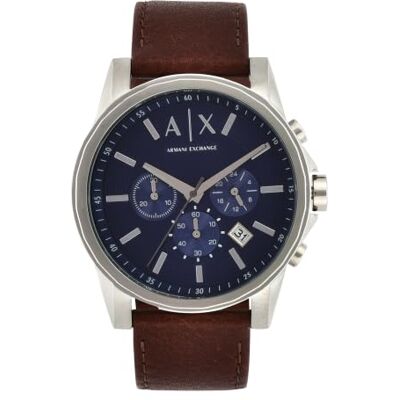 Giorgio Armani Watch for Men, Quarz-Chronographenwerk und 45mm Gehäusegröße mit Lederarmband Giorgio Armani Watch for Men, Quarz-Chronographenwerk und 45mm Gehäusegröße mit Lederarmband