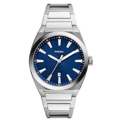 Fossil Everett Herrenuhr, Quarz-Dreizeiger-Datumswerk mit Edelstahl- oder Lederarmband Fossil Everett Herrenuhr, Quarz-Dreizeiger-Datumswerk mit Edelstahl- oder Lederarmband