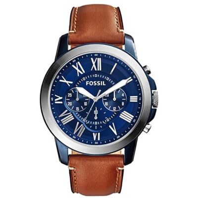 Fossil Grant Uhr Für Herren, Quarz-Chronographenwerk, Mit Edelstahl- Oder Lederarmband Fossil Grant Uhr Für Herren, Quarz-Chronographenwerk, Mit Edelstahl- Oder Lederarmband