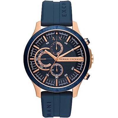 Giorgio Armani Herrenuhr, Quarzwerk Chronograph und 46mm Gehäusegröße mit Silikonarmband Giorgio Armani Herrenuhr, Quarzwerk Chronograph und 46mm Gehäusegröße mit Silikonarmband