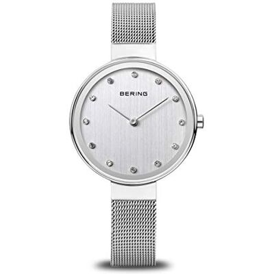 BERING Damen Quarz Uhr Armbanduhr 34 mm Edelstahlgehäuse und Zifferblatt Milanaisearmband Saphierglas 3 ATM 12034 BERING Damen Quarz Uhr Armbanduhr 34 mm Edelstahlgehäuse und Zifferblatt Milanaisearmband Saphierglas 3 ATM 12034