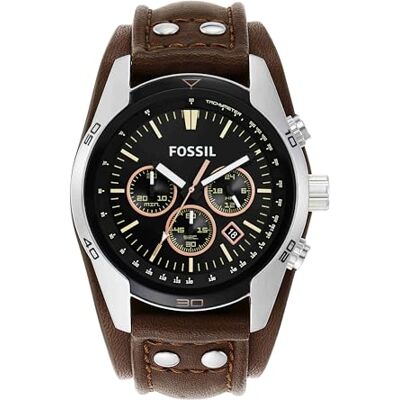 Fossil Coachman Uhr für Herren, Chronographenwerk mit Edelstahl- oder Lederarmband Fossil Coachman Uhr für Herren, Chronographenwerk mit Edelstahl- oder Lederarmband