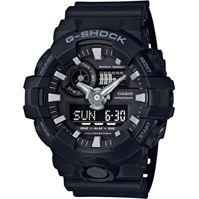 Casio Herren Quartz Armbanduhr, 52.00mm Gehäusegröße mit schwarz analog/digital Zifferblatt und schwarz Rubber Strap Armband GA-700-1BER Casio Herren Quartz Armbanduhr, 52.00mm Gehäusegröße mit schwarz analog/digital Zifferblatt und schwarz Rubber Strap Armband GA-700-1BER