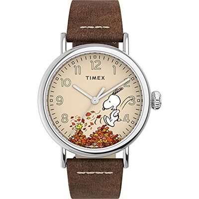Timex Waterbury 40mm Herrenuhr Silber-Ton Gehäuse mit Creme Zifferblatt und Tan Lederband TW2U86200 Timex Waterbury 40mm Herrenuhr Silber-Ton Gehäuse mit Creme Zifferblatt und Tan Lederband TW2U86200