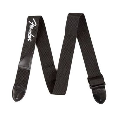 Fender Gitarrengurt, Polyestergewebe, Verstellbar 33”-53”, Schwarz Fender Gitarrengurt, Polyestergewebe, Verstellbar 33”-53”, Schwarz