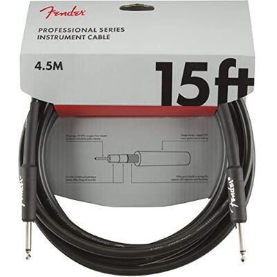 Fender Professional Series Gitarrenkabel, Instrumentenkabel für E-Gitarre und Bass, langlebiges, hochwertige Audioqualität, Kabel für E-Gitarre, 4,5 m, Schwarz Fender Professional Series Gitarrenkabel, Instrumentenkabel für E-Gitarre und Bass, langlebiges, hochwertige Audioqualität, Kabel für E-Gitarre, 4,5 m, Schwarz