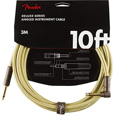 Fender Deluxe Series Gitarreninstrumentenkabel, hochwertiges Gitarrenkabel, ideal für E-Gitarre, E-Bass, langlebig, rauscharm, flexibel, 3m Länge, gerade Winkelstecker, klassisches Tweed-Design Fender Deluxe Series Gitarreninstrumentenkabel, hochwertiges Gitarrenkabel, ideal für E-Gitarre, E-Bass, langlebig, rauscharm, flexibel, 3m Länge, gerade Winkelstecker, klassisches Tweed-Design