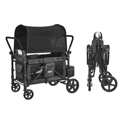 VEVOR Kinderwagen für 4 Kinder, Push-Pull-Reisebuggy mit verstellbarem Griff, Sicherheitsgurt und abnehmbarem Verdeck, 4-Sitzer-Bollerwagen für Camping, Dunkelgrau und Schwarz (150 kg Tragkraft) VEVOR Kinderwagen für 4 Kinder, Push-Pull-Reisebuggy mit verstellbarem Griff, Sicherheitsgurt und abnehmbarem Verdeck, 4-Sitzer-Bollerwagen für Camping, Dunkelgrau und Schwarz (150 kg Tragkraft)