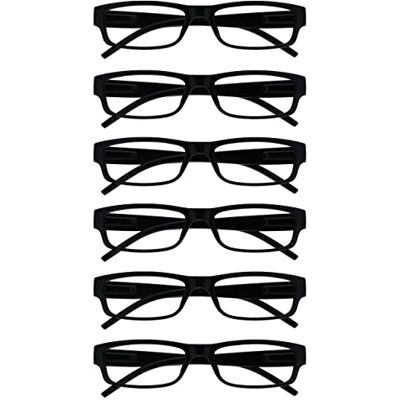 OPULIZE Ace Lesebrille 6 Pack klassisches alltäglicher schmaler Rahmen kratzfeste Federscharniere Schwarze Herren Womens RRRRRRRR32 +2,00 OPULIZE Ace Lesebrille 6 Pack klassisches alltäglicher schmaler Rahmen kratzfeste Federscharniere Schwarze Herren Womens RRRRRRRR32 +2,00