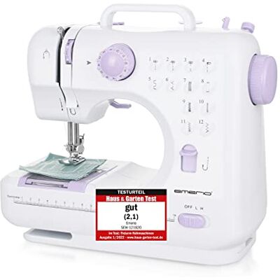 Emerio Nähmaschine für Kinder und Anfänger, SEW-121820, 12 Stichmuster, Mini mit Fußpedal, Strom und Batteriebetrieb, Zuhause, LED Licht, Vor und Rückwärtsautomatik, Weiß/Rosa Emerio Nähmaschine für Kinder und Anfänger, SEW-121820, 12 Stichmuster, Mini mit Fußpedal, Strom und Batteriebetrieb, Zuhause, LED Licht, Vor und Rückwärtsautomatik, Weiß/Rosa