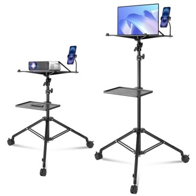 VEVOR Projektorständer mit Rädern Laptopständer-Stativ, höhenverstellbar von 795 bis 1710 mm, Projektor-Stativständer mit 2 Ablagen & Schwanenhals-Telefonhalterung, im Freien/Büro/Studio, zu Hause VEVOR Projektorständer mit Rädern Laptopständer-Stativ, höhenverstellbar von 795 bis 1710 mm, Projektor-Stativständer mit 2 Ablagen & Schwanenhals-Telefonhalterung, im Freien/Büro/Studio, zu Hause