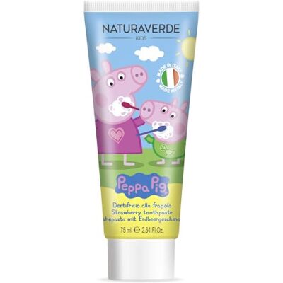 Naturaverde Kids Peppa Wutz Erdbeer-Zahnpasta für Kinder, Zahnpasta für Kinder mit sanfter Formel, Peppa Pig Zahnpasta, 75 ml Naturaverde Kids Peppa Wutz Erdbeer-Zahnpasta für Kinder, Zahnpasta für Kinder mit sanfter Formel, Peppa Pig Zahnpasta, 75 ml