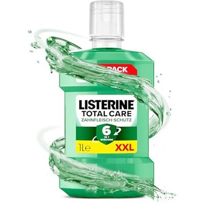 Listerine Total Care Zahnfleisch-Schutz 1000 ml, schützende Mundspülung gegen Zahnfleischprobleme mit 6 in 1 Wirkung, antibakterielles Mundwasser stärkt die Zähne, bis zu 24h frischer Atem Listerine Total Care Zahnfleisch-Schutz 1000 ml, schützende Mundspülung gegen Zahnfleischprobleme mit 6 in 1 Wirkung, antibakterielles Mundwasser stärkt die Zähne, bis zu 24h frischer Atem