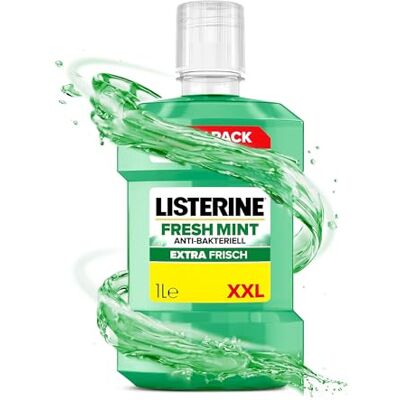 Listerine Fresh Mint 1000 ml, antibakterielle Mundspülung mit ätherischen Ölen für einen frischen Atem, Mundwasser reduziert wirksam Zahnbelag und Mundgeruch Listerine Fresh Mint 1000 ml, antibakterielle Mundspülung mit ätherischen Ölen für einen frischen Atem, Mundwasser reduziert wirksam Zahnbelag und Mundgeruch