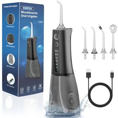 SURFOU Munddusche Kabellos Water Flosser for Teeth, Elektrische Wasserflosser für Zähne Oral Irrigator Zahndusche Wasser Zahnreiniger, Zahnzwischenraumreiniger Zahnseide Elektrisch SURFOU Munddusche Kabellos Water Flosser for Teeth, Elektrische Wasserflosser für Zähne Oral Irrigator Zahndusche Wasser Zahnreiniger, Zahnzwischenraumreiniger Zahnseide Elektrisch