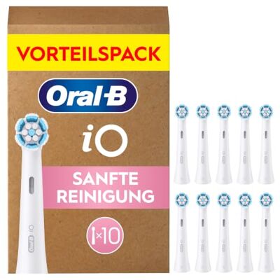 Oral-B iO Gentle Care Ersatzbürsten, Weiß, 10er Pack Original Elektrozahnbürsten-Ersätze für empfindliches Zahnfleisch, sanfte Reinigung, 4.000 weiche Borsten, Kartonverpackung Oral-B iO Gentle Care Ersatzbürsten, Weiß, 10er Pack Original Elektrozahnbürsten-Ersätze für empfindliches Zahnfleisch, sanfte Reinigung, 4.000 weiche Borsten, Kartonverpackung