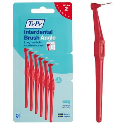 TePe Angle Interdentalbürste, Rot, 0,5 mm/ISO-Größe 2, 6 Stk. Zahnwischenraumreinigung, Plaque-Entferner für kleine Zahnzwischenräume TePe Angle Interdentalbürste, Rot, 0,5 mm/ISO-Größe 2, 6 Stk. Zahnwischenraumreinigung, Plaque-Entferner für kleine Zahnzwischenräume