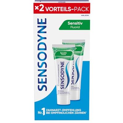 Sensodyne Zahnpasta Sensitiv Fluorid, 2x75ml, tägliche Zahnpasta zum Schutz vor Karies, bei schmerzempfindlichen Zähnen Sensodyne Zahnpasta Sensitiv Fluorid, 2x75ml, tägliche Zahnpasta zum Schutz vor Karies, bei schmerzempfindlichen Zähnen