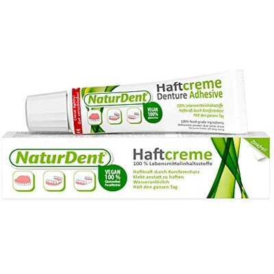 NaturDent Haftcreme Die erste natürliche Haftcreme Wasserunlöslich kein Ausspülen, Nur 1 x täglich 100% Lebensmittelinhaltsstoffe, Vegan, Keine chemische Belastung des Körpers 40g NaturDent Haftcreme Die erste natürliche Haftcreme Wasserunlöslich kein Ausspülen, Nur 1 x täglich 100% Lebensmittelinhaltsstoffe, Vegan, Keine chemische Belastung des Körpers 40g