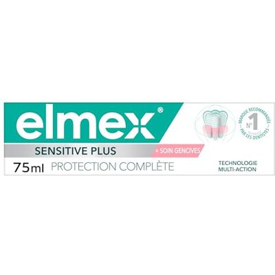 ELMEX Sensitive Plus Zahnpasta, kompletter Schutz, 75 ml, schützt vor empfindlichen Zähnen und Zahnfleischreizungen, remineralisiert den Zahnschmelz, gegen Zahnstein ELMEX Sensitive Plus Zahnpasta, kompletter Schutz, 75 ml, schützt vor empfindlichen Zähnen und Zahnfleischreizungen, remineralisiert den Zahnschmelz, gegen Zahnstein