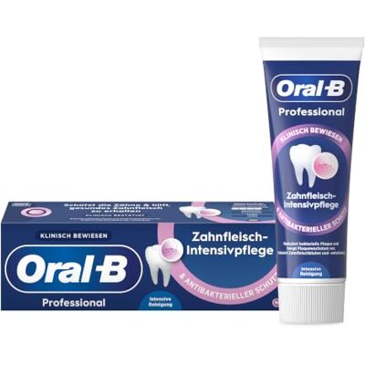 Oral-B Professional Zahnpasta, Zahnfleisch-Intensivpflege, 2x75ml Antibakterieller Schutz, Reduziert Zahnfleischbluten, Intensive tägliche Zahnreinigung mit Stannous Fluorid Technologie Oral-B Professional Zahnpasta, Zahnfleisch-Intensivpflege, 2x75ml Antibakterieller Schutz, Reduziert Zahnfleischbluten, Intensive tägliche Zahnreinigung mit Stannous Fluorid Technologie