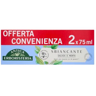 Antica Erboristeria Laboratorio Natura Antica Erboristeria Aufhellende Zahnpasta, weißere Zähne, 75 ml x 2 Antica Erboristeria Laboratorio Natura Antica Erboristeria Aufhellende Zahnpasta, weißere Zähne, 75 ml x 2