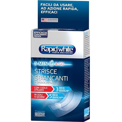 RAPIDWHITE Rapid White Set mit 8 Aufhellungsstreifen, enthält Beschleuniger (6 ml), 8 Beutel (2 Zahnstreifen pro Beutel), Zahnpasta Express White (14 ml), Minzgeschmack RAPIDWHITE Rapid White Set mit 8 Aufhellungsstreifen, enthält Beschleuniger (6 ml), 8 Beutel (2 Zahnstreifen pro Beutel), Zahnpasta Express White (14 ml), Minzgeschmack