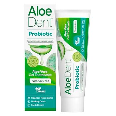 Aloe Dent AloeDent Probiotische Zahnpasta, Fluoridfrei, Gleichgewicht des Mundmikrobioms, Natürliche orale Probiotika mit Aloe Vera, Frischer Atem, Alkoholfrei, SLS-frei, Vegan, 75ml Aloe Dent AloeDent Probiotische Zahnpasta, Fluoridfrei, Gleichgewicht des Mundmikrobioms, Natürliche orale Probiotika mit Aloe Vera, Frischer Atem, Alkoholfrei, SLS-frei, Vegan, 75ml